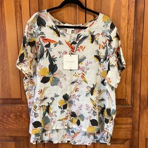 Cynthia Rowley Curve Floral Scoop Neck Linen Popover Top NWT 2XL